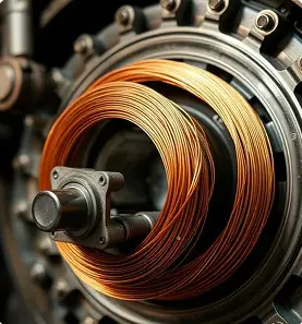 Close-up of copper motor winding coils